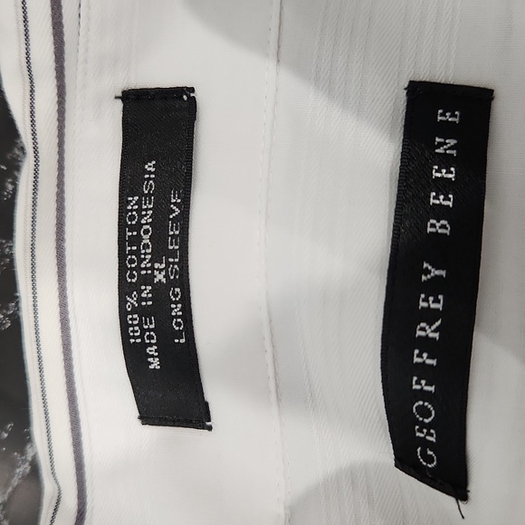 🟡 XL Men's Dress Shirt White with Black and Gray Stripes - Picture 3 of 6